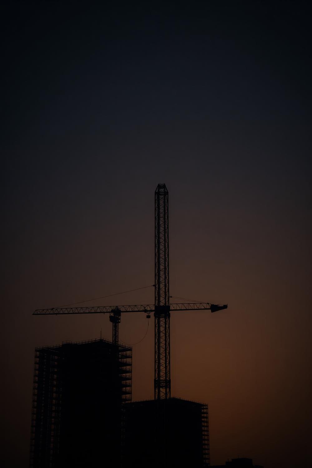 Tower crane at dusk